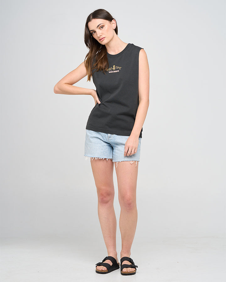 TIKI TIME | WOMENS MUSCLE - VINTAGE BLACK