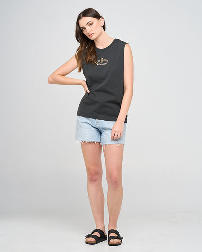 TIKI TIME | WOMENS MUSCLE - VINTAGE BLACK