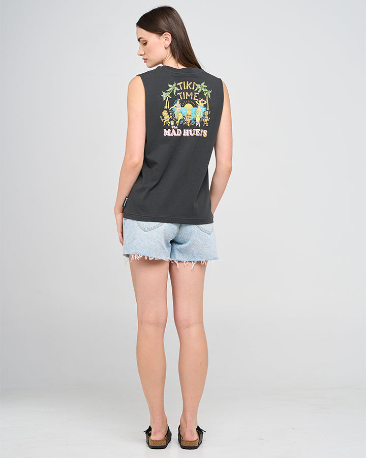 TIKI TIME | WOMENS MUSCLE - VINTAGE BLACK