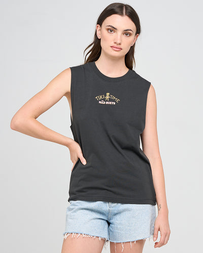 TIKI TIME | WOMENS MUSCLE - VINTAGE BLACK