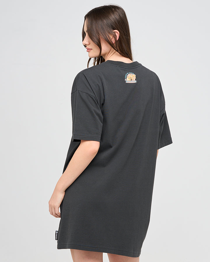 CAN'T BE TAMED | WOMENS TEE DRESS - VINTAGE BLACK