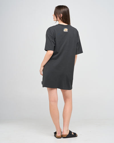CAN'T BE TAMED | WOMENS TEE DRESS - VINTAGE BLACK