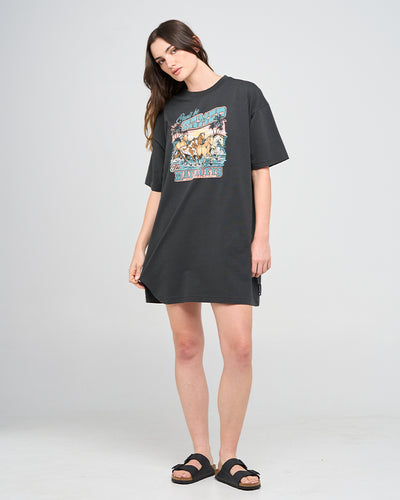 CAN'T BE TAMED | WOMENS TEE DRESS - VINTAGE BLACK