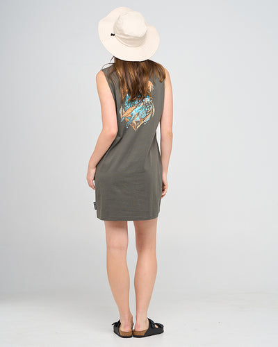 TURTLE ANCHOR | WOMENS MUSCLE DRESS - CHARCOAL