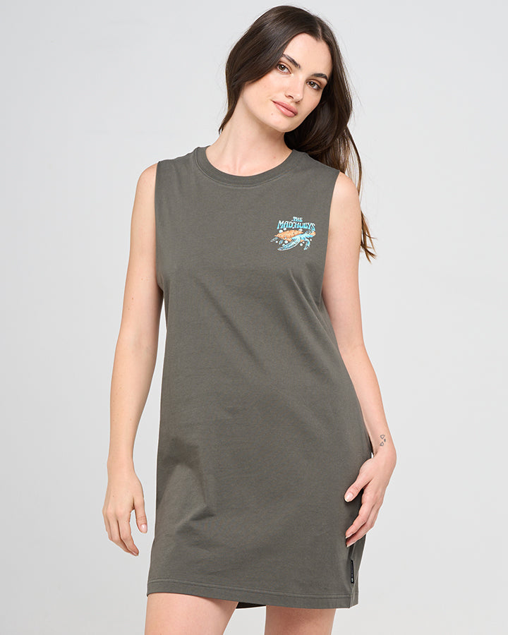 TURTLE ANCHOR | WOMENS MUSCLE DRESS - CHARCOAL