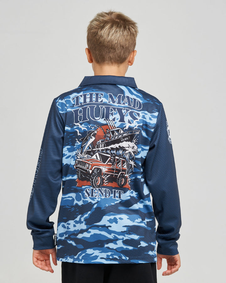SEND IT | YOUTH UPF 50+ FISHING JERSEY - NAVY