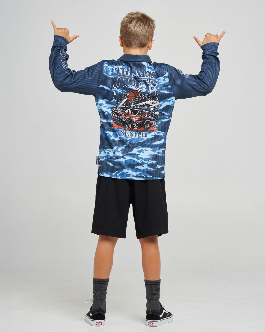 SEND IT | YOUTH UPF 50+ FISHING JERSEY - NAVY