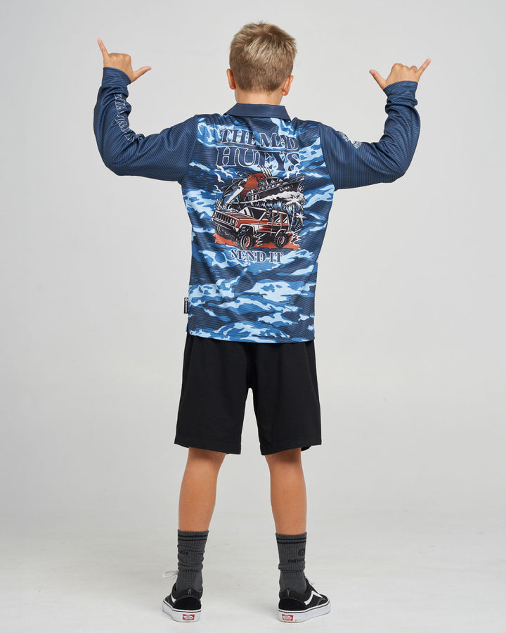 SEND IT | YOUTH UPF 50+ FISHING JERSEY - NAVY
