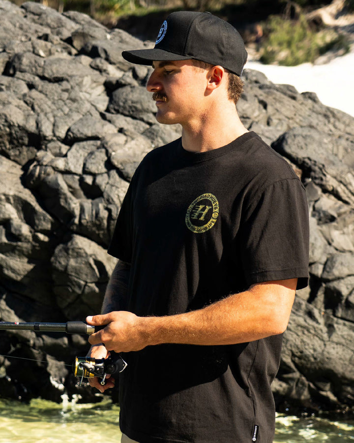 The Mad Hueys Good Life SS T-shirt in Black, lifestyle view