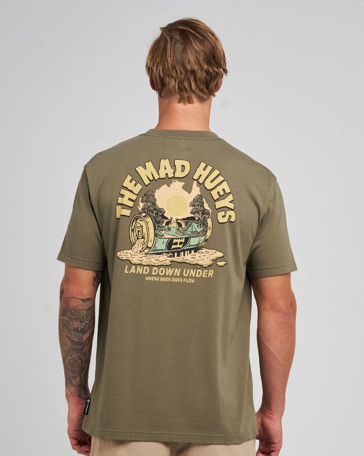 The Mad Hueys Land Down Under SS T-shirt in Olive, alternate view 3
