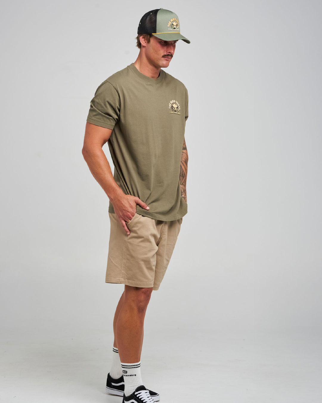 The Mad Hueys Land Down Under SS T-shirt in Olive, alternate view 6