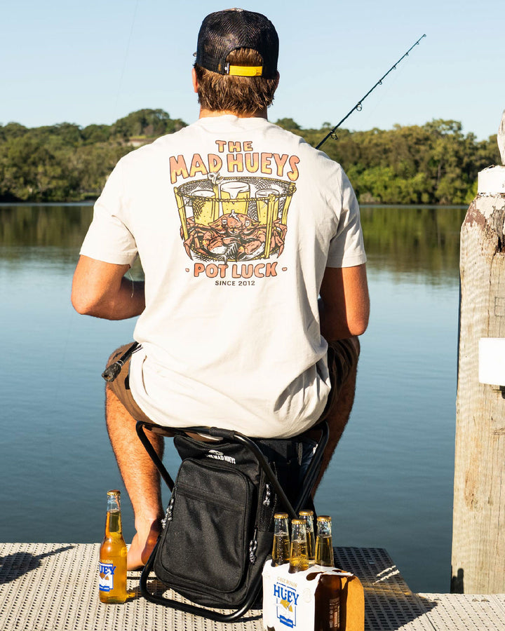 The Mad Hueys Pot Luck SS T-shirt in Smoke, lifestyle view