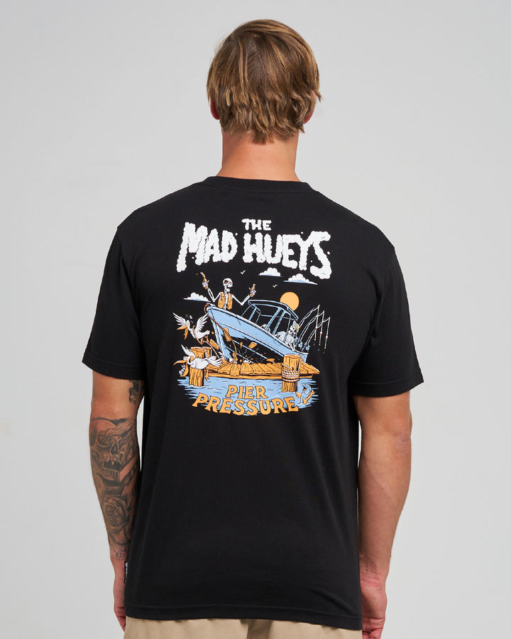 The Mad Hueys Pier Pressure SS T-shirt in Black, alternate view 2
