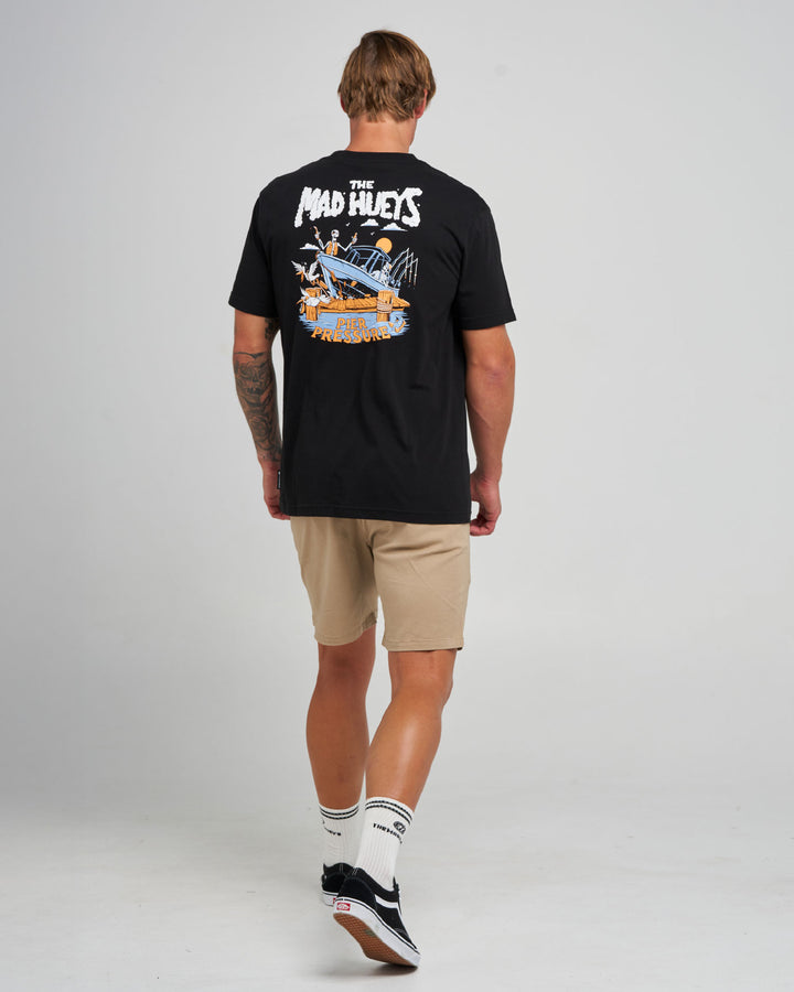 The Mad Hueys Pier Pressure SS T-shirt in Black, alternate view 4