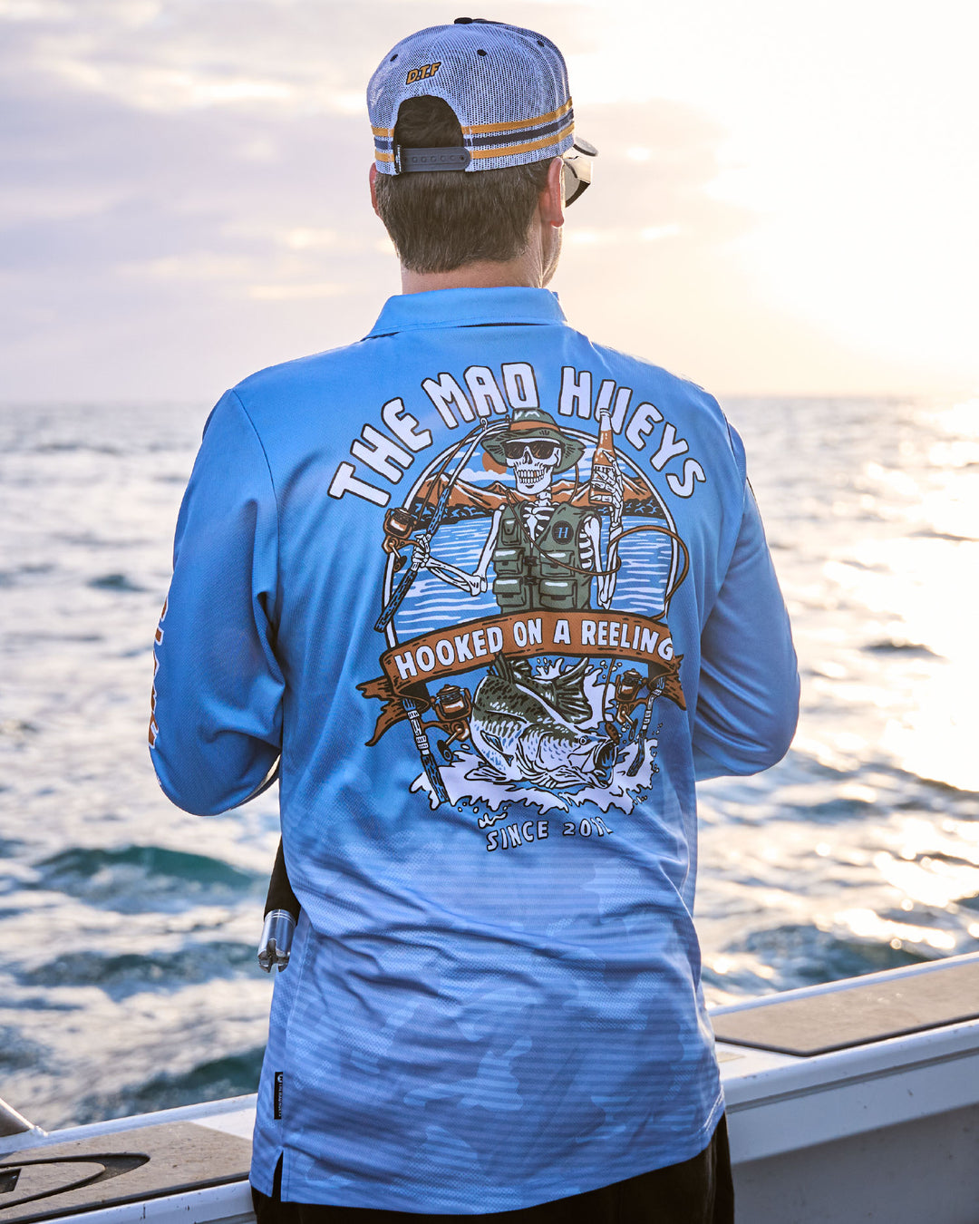 HOOKED ON A REELING | UPF 50+ FISHING JERSEY - STEEL BLUE