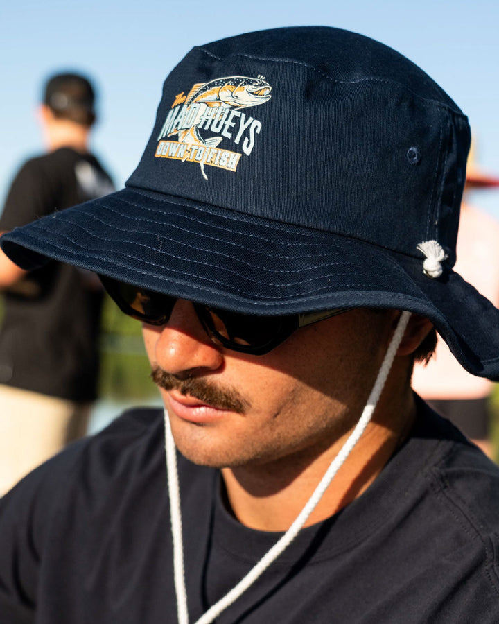 DOWN TO FISH | WIDE BRIM HAT - NAVY