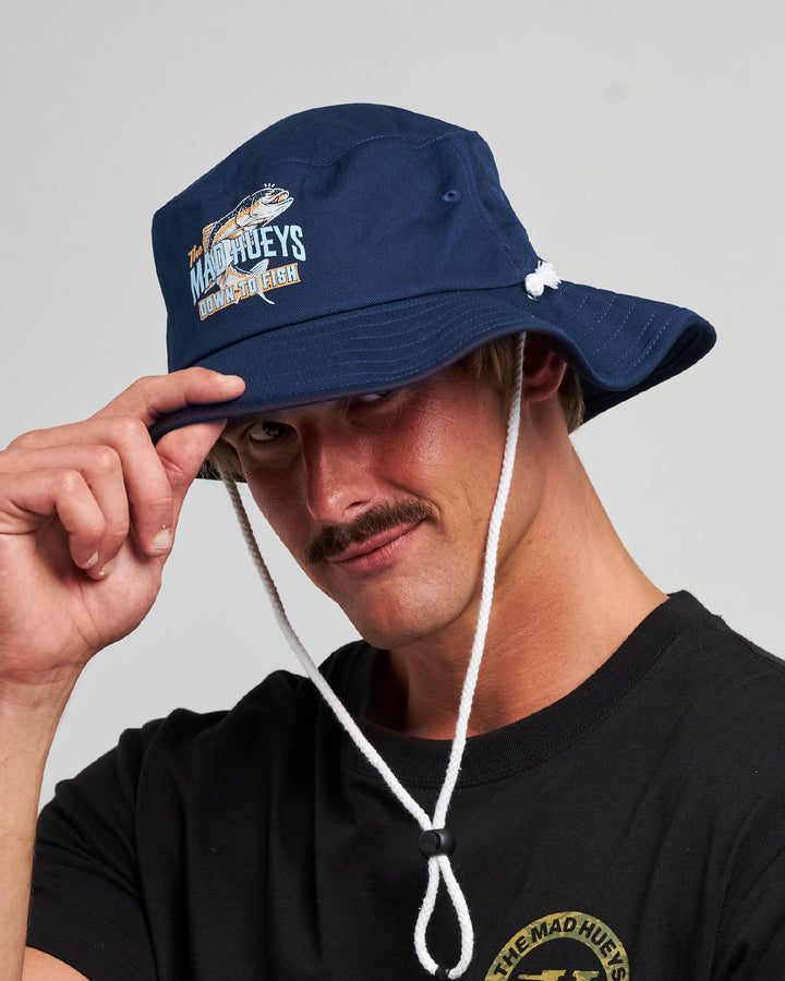 DOWN TO FISH | WIDE BRIM HAT - NAVY