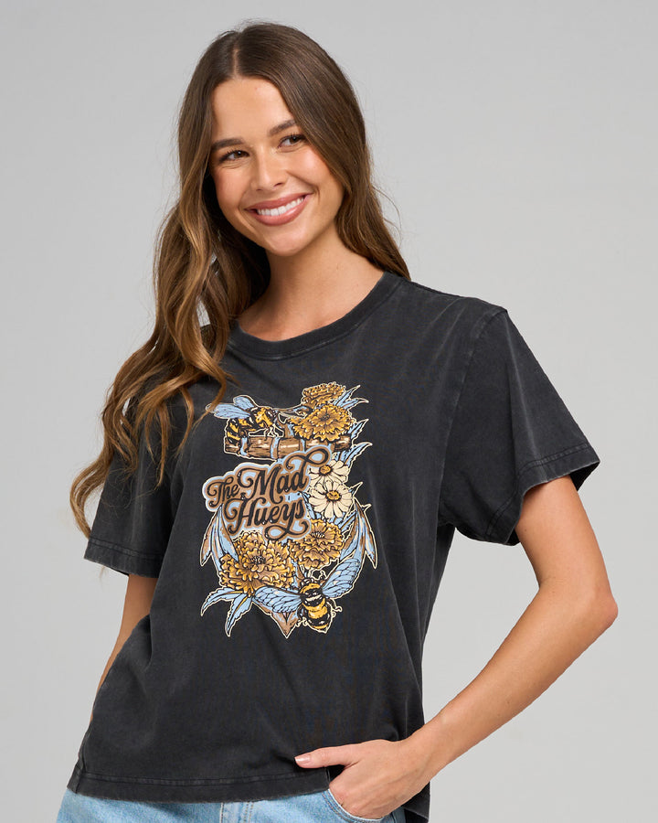 MARIGOLD ANCHOR | WOMENS SS TEE - WASHED BLACK