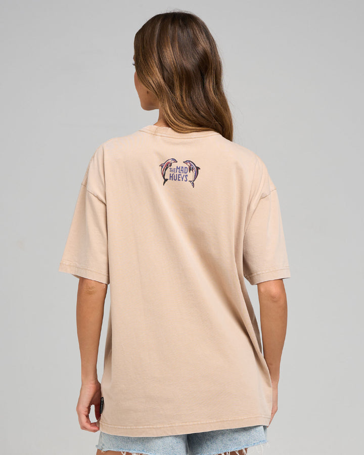 FLIP SIDE | WOMENS OVERSIZED TEE - LATTE WASHED