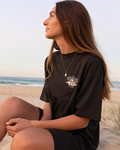 EAGLE HAS LANDED | WOMENS OVERSIZED TEE DRESS - VINTAGE BLACK