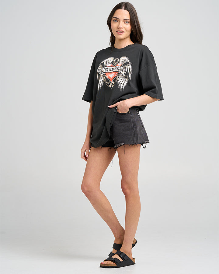 HARLEY HEART | WOMENS OVERSIZED SS TEE - VINTAGE BLACK