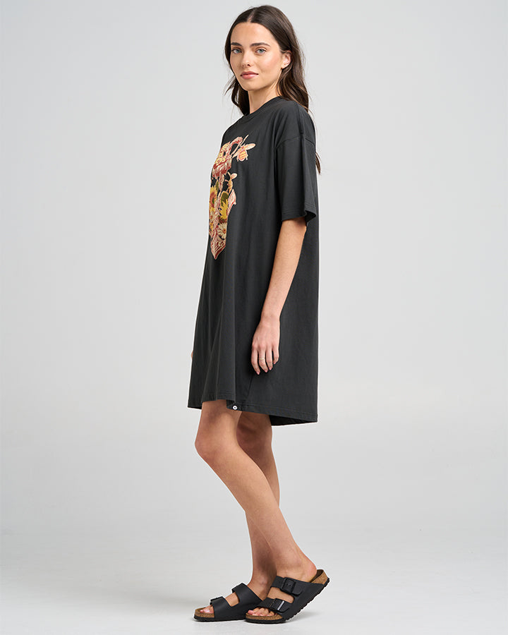 SUNFLOWER ANCHOR | WOMENS TEE DRESS - VINTAGE BLACK