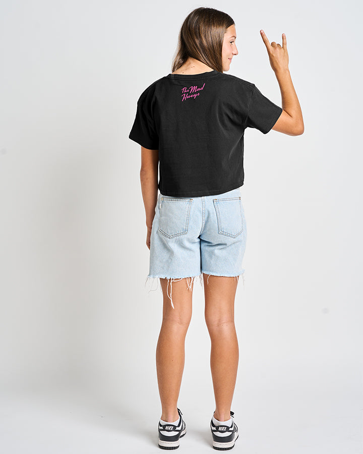 SEAHORSE ANCHOR | YOUTH GIRLS BOXY SS TEE - BLACK