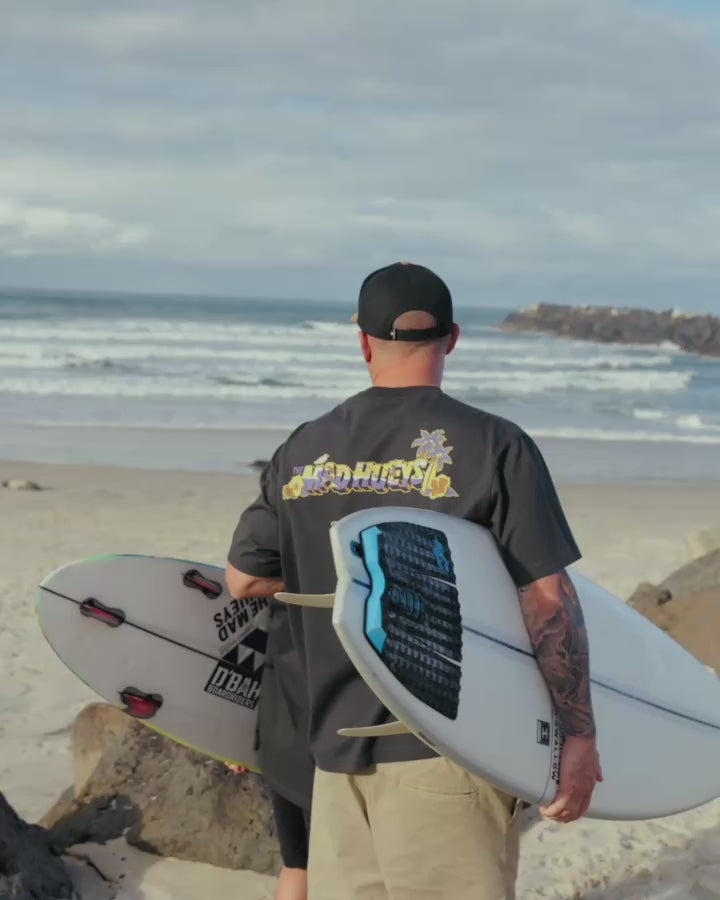 SURFING HUEYS | OVERSIZED SS TEE - VINTAGE BLACK