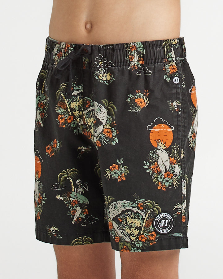 SURFERS PARADISE | YOUTH VOLLEY SHORT 14" - VINTAGE BLACK
