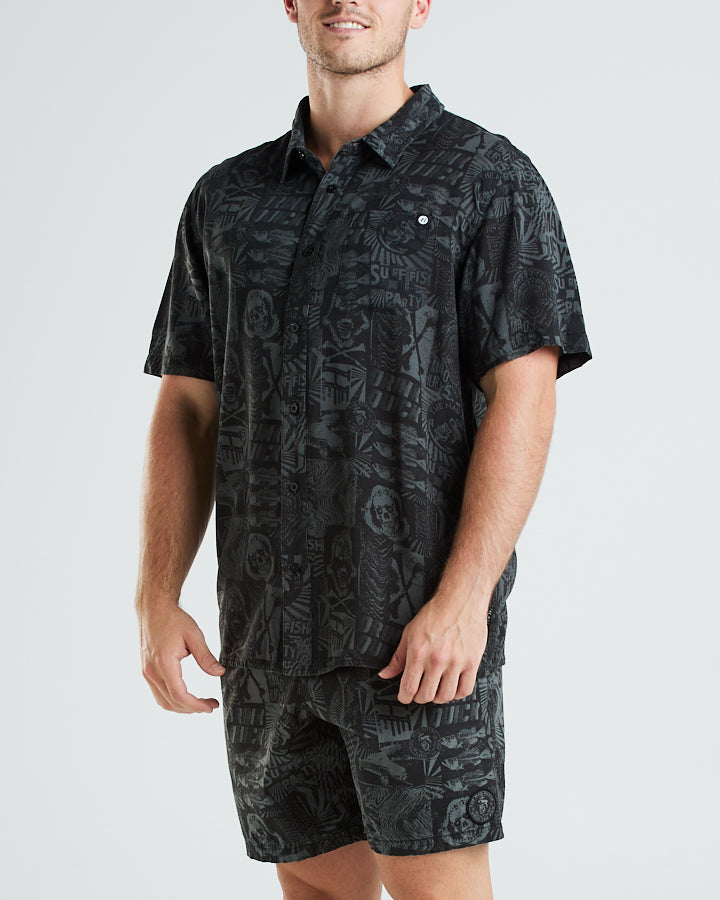 DRINK QUICK II | WOVEN SS SHIRT - VINTAGE BLACK