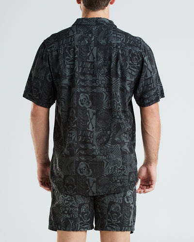 DRINK QUICK II | WOVEN SS SHIRT - VINTAGE BLACK