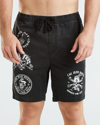 HOOKED FOR LIFE | CHINO SHORT 18" - BLACK